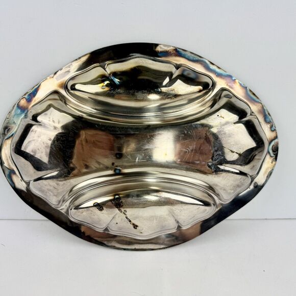 Poole Georgian Silverplate Divided Relish Dish Serving Tray Bowl EPNS Vintage - Picture 4 of 6